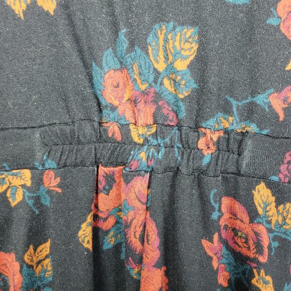 ModCloth 3X Long Sleeve Midi Dress Dark Floral Fairy Grunge Modest Casual Fall - Picture 9 of 10